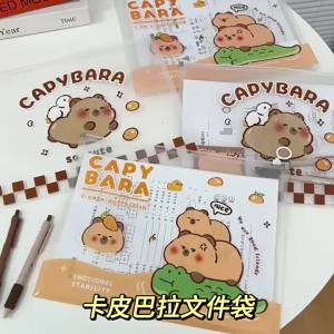 2024 Capybara A4 Size Document Folder File Zipper Bags