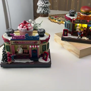 Rotating LED Lighted Christmas Music Box With Classical Melodies Resins Fast Shop Ornament For Festives Home Decors