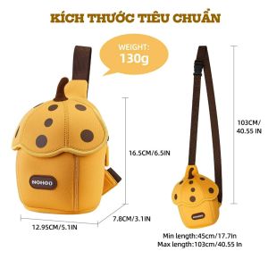 Túi đeo chéo túi đeo vai trái dâu màu vàng Nohoo cho bé túi mini dễ thương nhẹ phù hợp bé đi chơi hằng ngày