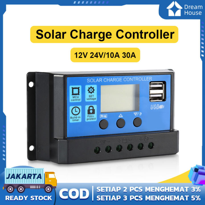 (COD,dalam Stok, Dikirim Dari Jakarta)Solar Charge Controller LCD LED ...