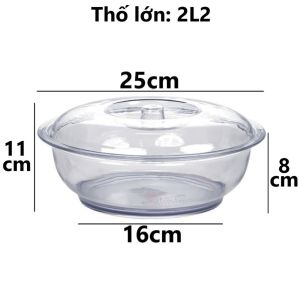 Âu thố phíp tròn nhựa VIỆT NHẬT 1.2L 2.2L - Trong có nắp đựng cơm canh topping trà sữa 6435-2+4
