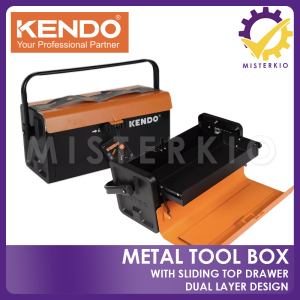 KENDO 16" and 19" Metal Tool Box with Sliding Top Drawer For Truck 90210 90212