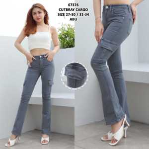 Adisti-Floryn Cutbray Cargo Celana Wanita Jeans Stretch