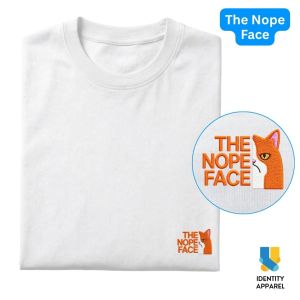 Nope Face Embroidered Premium Cotton T-Shirt | Cattitude Collection