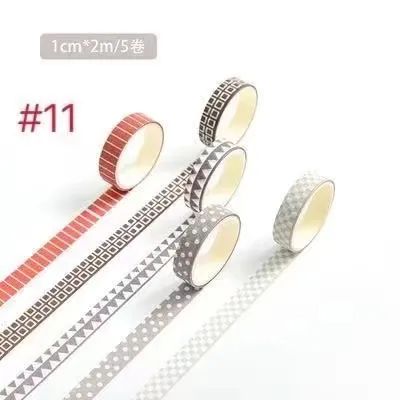 5 pcs Masking Tape Set Basic Pattern Washi Tape DIY Scrapbooking Journal