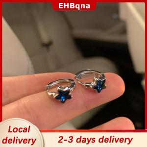[COD]  HOT SALE Ship within 24 hours Y2K Trendy Cute Sweet Blue Star Hoop Earrings For Women Girls Simple New Fashion Vintage Earrings Aesthetic Jewelry Gift