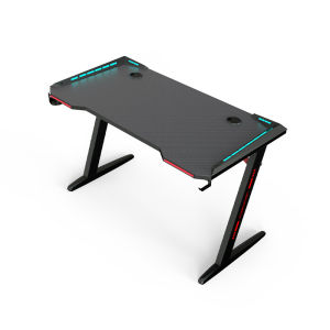 Gaming Desk with RGB LED Lights Cable Management Headphone Hook Esports Desk