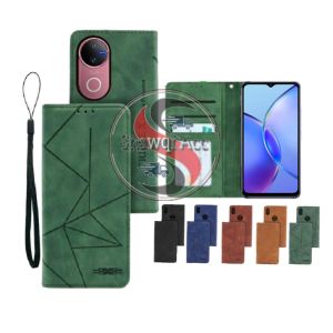 Flip Cover magnet Kulit Vivo V50 5G Dompet Motif Flip Cover Leather Premium