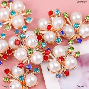 [COD] Cozyroom 10PCS Flower Rhinestone Buttons Sparkling Hairpins DIY Crafts