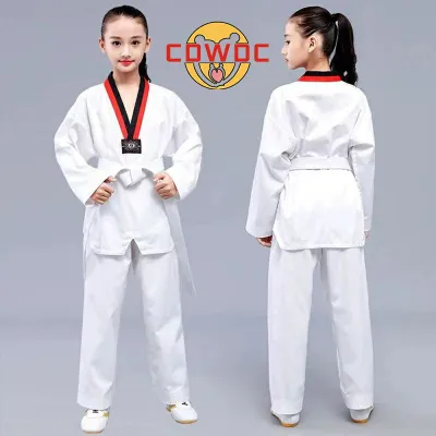 【 Fast Delivery 】 CDWDC White Cotton Taekwondo Uniform Taekwondo Duo Bao Clothing Children Adult Neutral Long Sleeve Comfortable Breathable