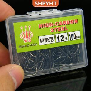[COD] SHPYHT SPORTS 100pcs Boxed Iseini Hooks Barbed High Carbon Steel Table Fishing Carp Carp Grass Carp