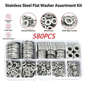 580PCS/360PCS/BOX M2-M12 Stainless Steel Flat Washer Plain Washer Gasket Ring