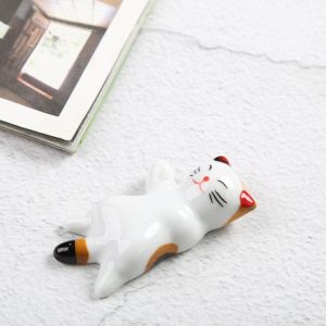 DHCRP Spoon Fork Rest Stand Ceramic Pen Rest Chopstick Holder Ornaments Micro Landscape Creative Cat Shape Calligraphy Pen Holder Watercolor Ink Painting