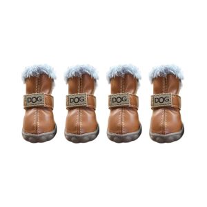 FOUNDTWO Warm Pet Snow Boots Soft Waterproof Winter Pet Dog Shoes Fashion Non Slip Dog Rainshoes for 4Pcs/Set Winter