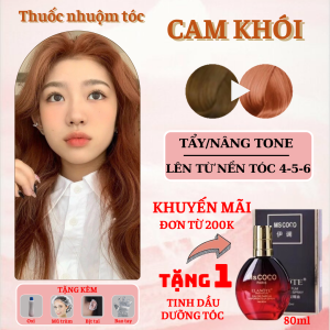 Thuốc nhuộm tóc màu Cam Khói - Cần tẩy / Nhuộm tóc tiện lợi tại nhà - Tặng kèm oxi trợ nhuộm