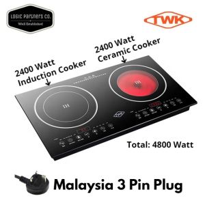 TWK Double Electric Embedded Cooktop 2400W Induction Cooker & 2400W Ceramic Stove Dual Burner Smart LED Touch Screen With Child Lock & Timer Stove Hobs