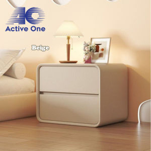 ACTIVEONE Bedside Table Drawer Solid Wood Leather Side Table Bedroom Bedside Cabinet - Fulfilled by ACTIVEONE