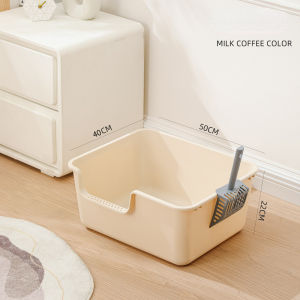 Extra Large Cat Litter Box with Scoop Anti-splash Multi Color All-in-one Open Cat Toilet Huge Cat Litter Box