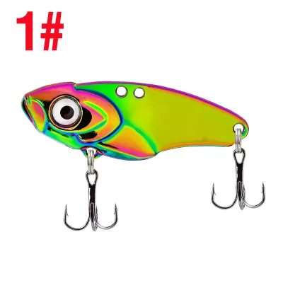1PCS Metal Colorful VIB Lure 5g 7g 10g 15g 20g 3D Eyes Fishing Spoons Lures Sinking Jig Hard Bait With Double Treble Hooks