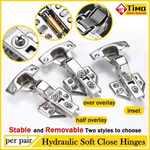 Hydraulic soft close Concealed Hinges Fixed and Detachable Regular for Cabinet with screw (2pcs)