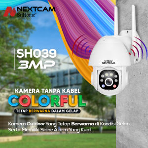 Smart Kamera CCTV Outdoor Wifi Wireless Tanpa Kabel PanTilt IPCamera Colorful Colorvu 3MP Megapixel Alarm Sirene Srihome Nextcam Tetap berwarna dalam gelap