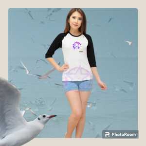 BAJU KAOS RAGLAN LENGAN 3/4 KOMBINASI DISTRO ATASAN WANITA ALL SIZE