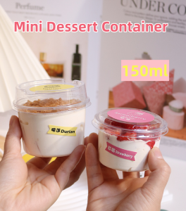 150ml Round Clear Dessert Plastic Container With Lid Mousse Mini Cake Ice Cream Disposable Cup Dessert Container