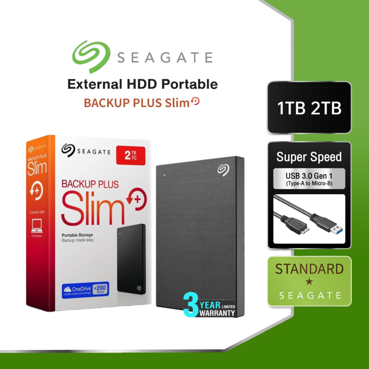 Seagate Backup Plus Slim 1TB 2TB Portable External Hard Drive