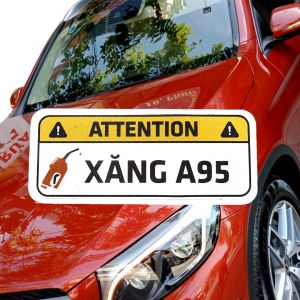 Decal tem nhôm dán cảnh báo đổ xăng A95 dầu Diesel cho xe ô tô