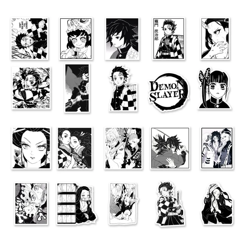 MUYA 50pcs Demon Slayer Anime Stickers Black and White Japanese Cartoon  Stickers Waterproof Stickers | Lazada PH