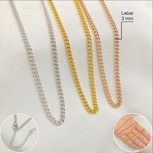 Kalung Titanium Rantai Wanita Pria Stainless Steel Kecil Import