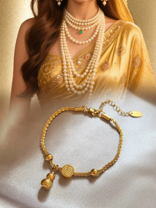[Enhance Wealth and Fortune] Lucky gourd-shaped bracelet. Womens jewelry collection / Pearl earrings rings. Shimmering gold color elegant small and exquisite.