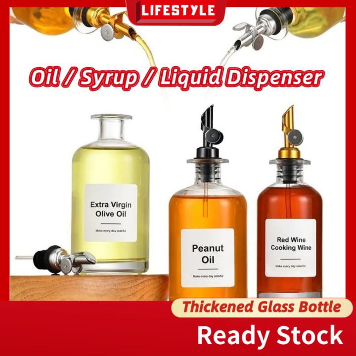 LIFESTYLE 500ml Glass Oil Vinegar Syrup Pour Spout Dispenser with Metal
