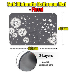 Premium 2 Layers Diatomite Bathroom Mat (Floral)  Soft Bathroom Mat Diatomite Absorbent Fast Dry | Bathroom Mat | bathroom mat anti slip |diatomite bathroom| bathroom mat diatomite | diatomite mat for bathroom