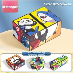 BZAJGEJGESG Magic Cube Educational Toy for Kids 3D Geometric Changeable Magnetic Panda Puzzle Cube for Children