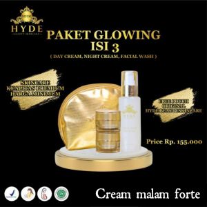 hyde beauty skincare ori facial wash paket isi 3 glowing 0ri bp0m 0riginal ( free pouch ) forte