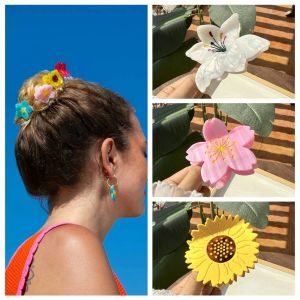 PTK52 ดอกทานตะวัน ที่หนีบผมรูปดอกไม้ ปิ่นปักผม หมวก ปิ่นปักผมลายดอกซากุระ หวาน แบบเกาหลี คลิปผมกรดอะซิติก สาวๆ