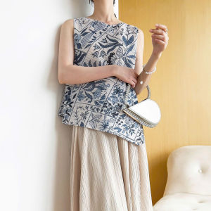 Áo chất thun lò xo cao cấp dáng sát nách phối họa tiết với độ co giãn tốt freesize dưới 80kg - 55Kg.Linh