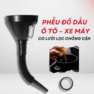 Phễu Rót Dầu Ô Tô Xe Máy Có Lưới Lọc Ống Mềm 35cm Có Tay Cầm | Phễu Châm Nhớt Thay Dầu Gọn Tiện