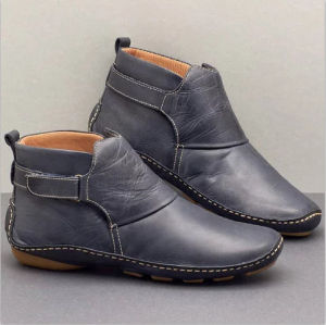[Free Shipping] Autumn And Winter WomenS Fashion Flat Ankle Boots With Velcro Closure Available In Plus Sizes