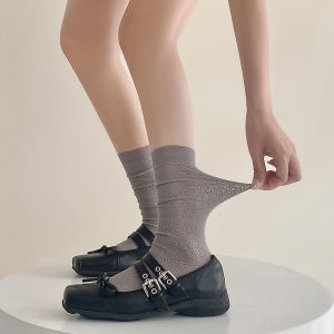 2456 Kaos Kaki Stocking Wanita Panjang Tinggi Polos - JK Lolita Style Summer Women Socks Elastis Adem Vintage Cewe ABG