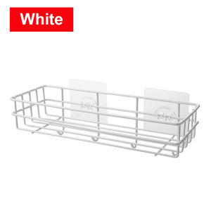 Bathroom Wall Mounted Punch-Free Rack Shampoo Holder Iron Shower Drain Basket Kitchen Spice Storage Rack