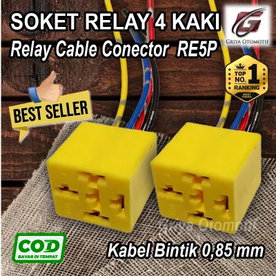 Soket Relay 4 Kaki 12 Volt Untuk Lampu dan Klakson Universal Kabel 085 MM