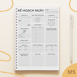 [Daily Planner - Đơn giản] Sổ Tay Kế Hoạch Mục tiêu Nhật Ký Hàng Ngày Daily Planner A5 Gồm 60 Trang Bìa Mềm