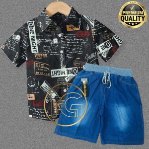 N.G-Setelan Kemeja Pendek Anak 1-10tahun / Stelan Jeans Pendek Anak Laki-Laki Terbaru / Setelan Anak