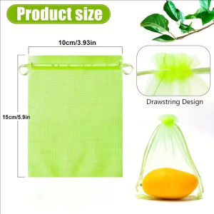 200pcs Fruit Insect Proof Bag / Pest Barrier Covers for Fruit Trees / Vegetables Fruits Protection Bag / Resuable Garden Drawstring Gauze Bags