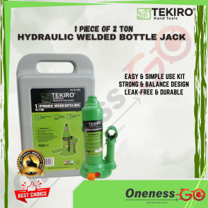 "TEKIRO - HYDRAULIC WELDED BOTTLE JACK 1 PC 2 TON" 2 TON HYDRAULIC WELDED BOTTLE JACK 1 PIECE