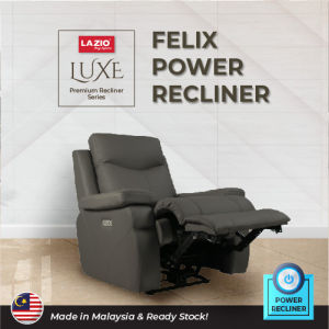 *FREE SHIPPING* [Local Seller] Lazio Sofa Felix Berry Leather Electric Power Recliner 1 Seater Sofa with Built-in USB Port & Power Buttons [PRE ORDER] / Simple Assembly