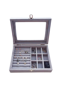 Multi-Compartment Jewelry Organizer Storage Box with Lid for Rings Earrings Necklaces Bracelets — Portable Plastic Accessories Storage Case Dustproof Compact Jewelry Box for Travel Home Vanity Table Closet Gift for Women and Girls