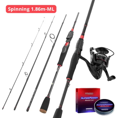 KastKing Spinning Reel and Rod Combo Set Brutus Portable Spinning Fishing Rod and Brutus Spinning Reels with SuperPower 137m PE Braided Fishing Line